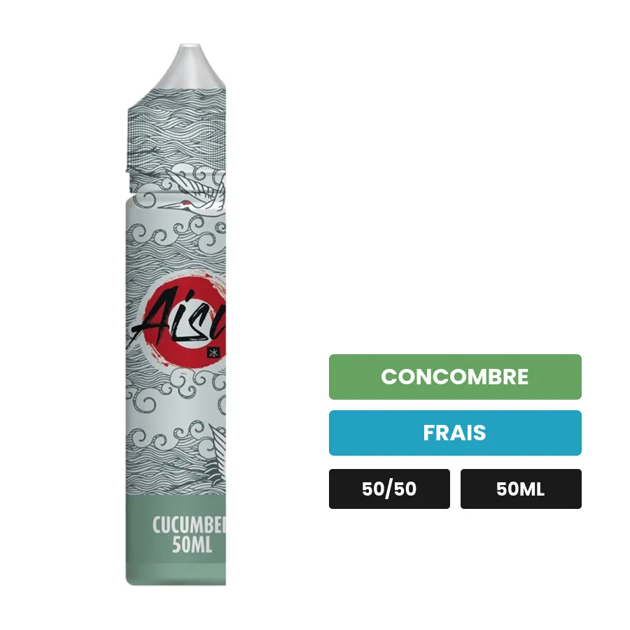 E-liquide Cucumber d'Aisu, 50 ml, saveurs concombre et frais, sans nicotine — prêt à booster de nicotine.
