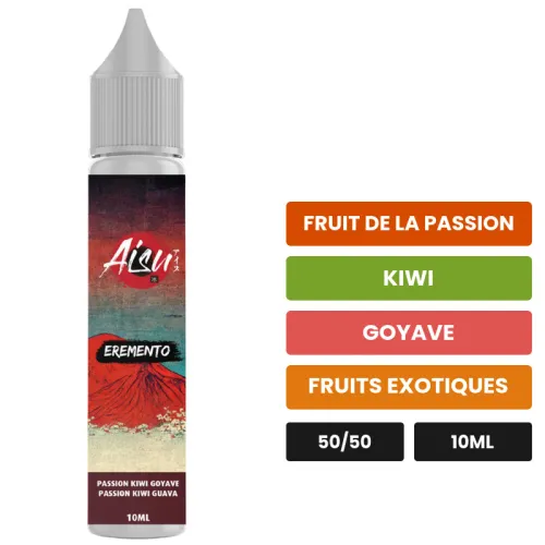 E-liquide Passion Kiwi Goyave d'Aisu, 10 ml, saveurs fruit de la passion, kiwi, goyave et 1 autre.