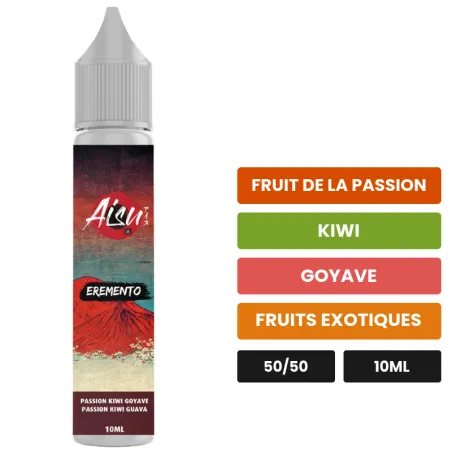 E-liquide Passion Kiwi Goyave d'Aisu, 10 ml, saveurs fruit de la passion, kiwi, goyave et 1 autre.