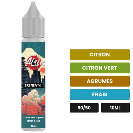 E-liquide Citron Vert et Jaune d'Aisu, 10 ml, saveurs citron, citron vert, agrumes et 1 autre.