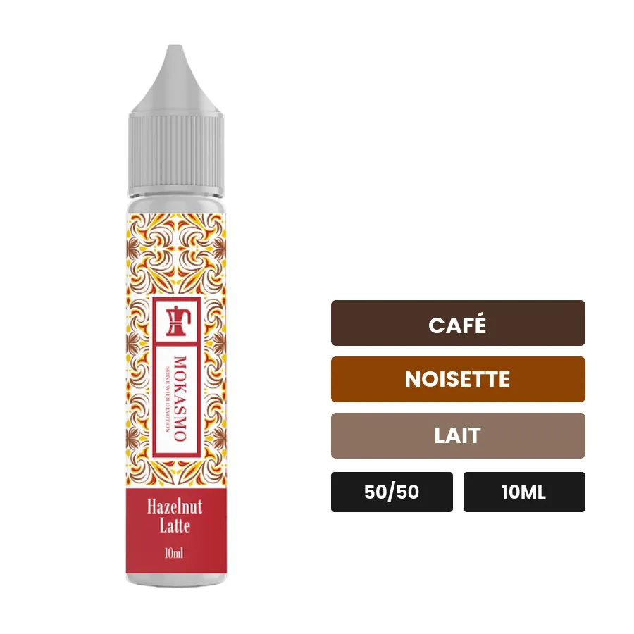 E-liquide Latte Noisette d'Aisu, 10 ml, saveurs café, noisette et lait.