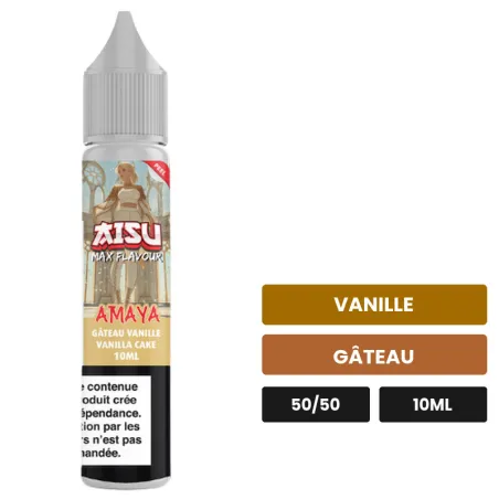 E-liquide Amaya d'Aisu, 10 ml, saveurs vanille et gâteau.