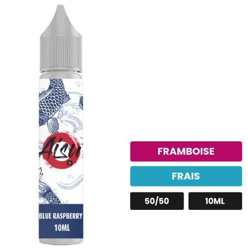 E-liquide Blue Raspberry d'Aisu, 10 ml, saveurs framboise et frais, 5 mg de nicotine.