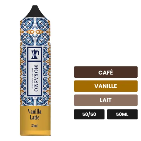 E-liquide Vanilla Latte d'Aisu, 50 ml, saveurs café, vanille et lait.