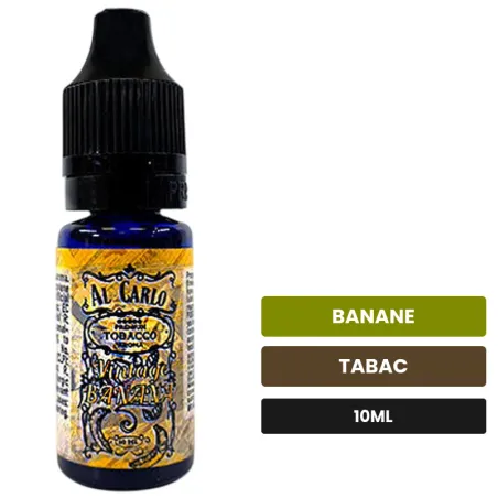 Arome concentre Vintage Banana d'Al Carlo, 10 ml, saveurs banane et tabac, sans nicotine — arôme à diluer de nicotine.