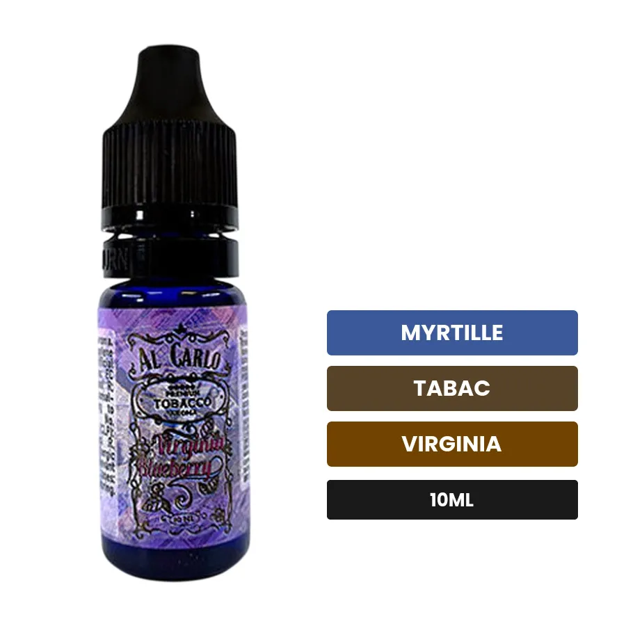Arome concentre Virginia Blueberry d'Al Carlo, 10 ml, saveurs myrtille, tabac et virginia, sans nicotine — arôme à diluer de.