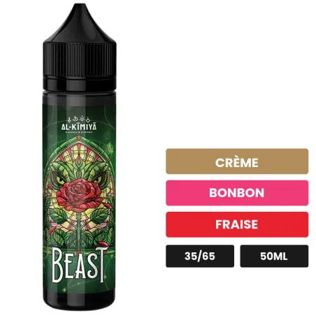 E-liquide Beast d'Al-Kimiya, 50 ml, saveurs crème, bonbon et fraise, sans nicotine — prêt à booster de nicotine.