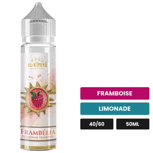 E-liquide Frambélia d'Al-Kimiya, 50 ml, saveurs framboise et limonade, sans nicotine — prêt à booster de nicotine.