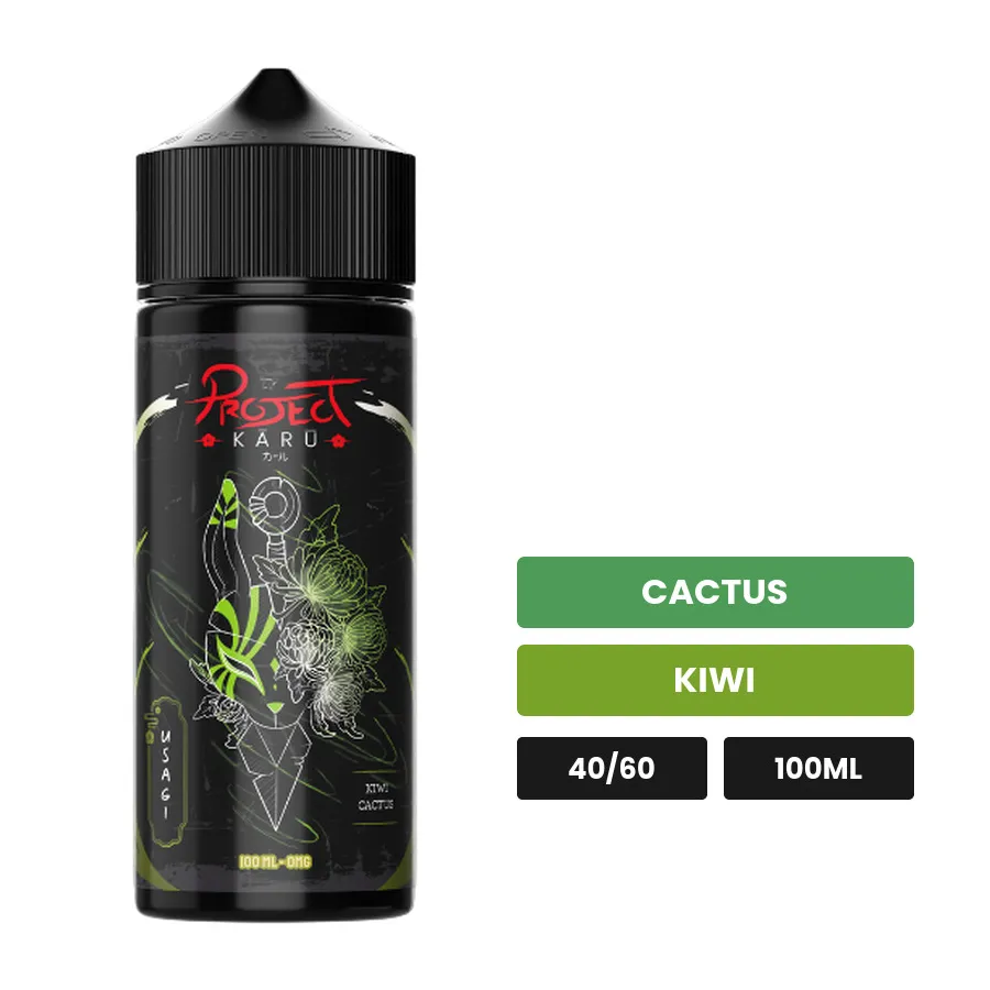 E-liquide Usagi d'Al-Kimiya, 100 ml, saveurs cactus et kiwi, sans nicotine — prêt à booster de nicotine.