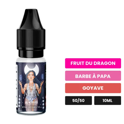 E-liquide The Moon d'Al-Kimiya, 10 ml, saveurs fruit du dragon, barbe à papa et goyave.