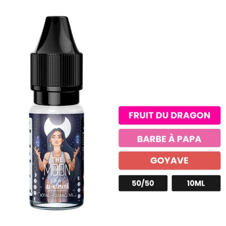 E-liquide The Moon d'Al-Kimiya, 10 ml, saveurs fruit du dragon, barbe à papa et goyave.
