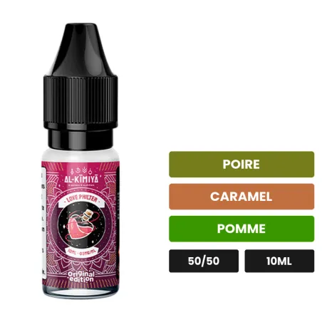 E-liquide Love Philter d'Al-Kimiya, 10 ml, saveurs poire, caramel et pomme.