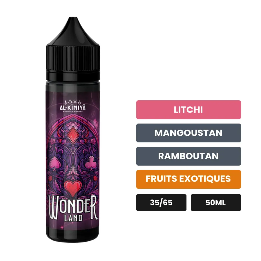 E-liquide Wonderland d'Al-Kimiya, 50 ml, saveurs litchi, mangoustan, ramboutan et 1 autre, sans nicotine — prêt à booster de.
