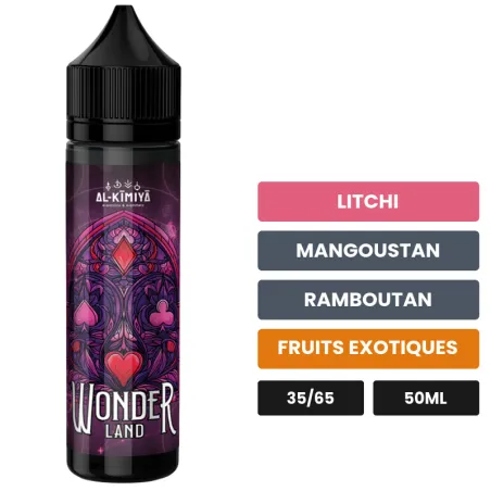 E-liquide Wonderland d'Al-Kimiya, 50 ml, saveurs litchi, mangoustan, ramboutan et 1 autre, sans nicotine — prêt à booster de.