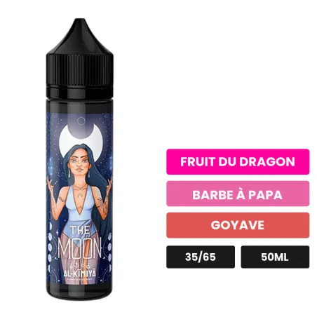 E-liquide The Moon d'Al-Kimiya, 50 ml, saveurs fruit du dragon, barbe à papa et goyave.