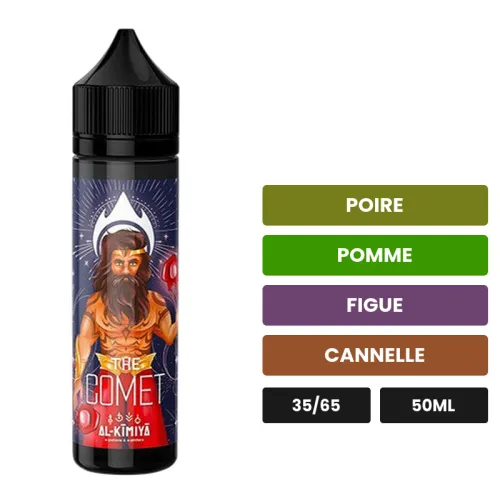 E-liquide The Comet d'Al-Kimiya, 50 ml, saveurs poire, pomme, figue et 1 autre.