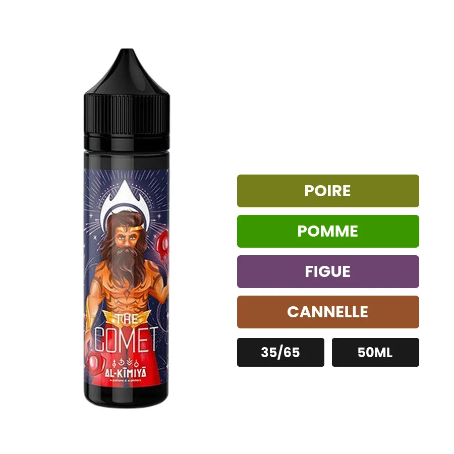 E-liquide The Comet d'Al-Kimiya, 50 ml, saveurs poire, pomme, figue et 1 autre.