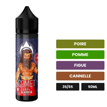 E-liquide The Comet d'Al-Kimiya, 50 ml, saveurs poire, pomme, figue et 1 autre.