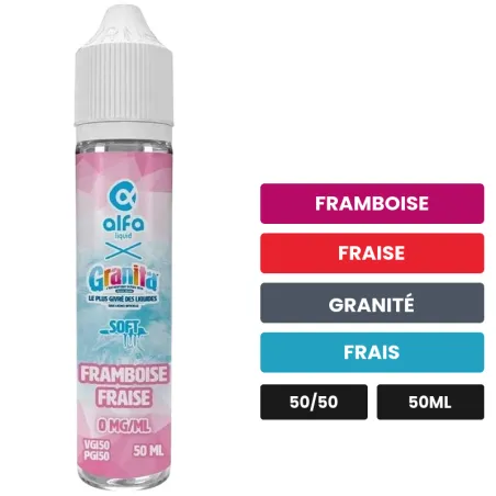 E-liquide Framboise Fraise d'Alfaliquid, 50 ml, saveurs framboise, fraise, granité et 1 autre.