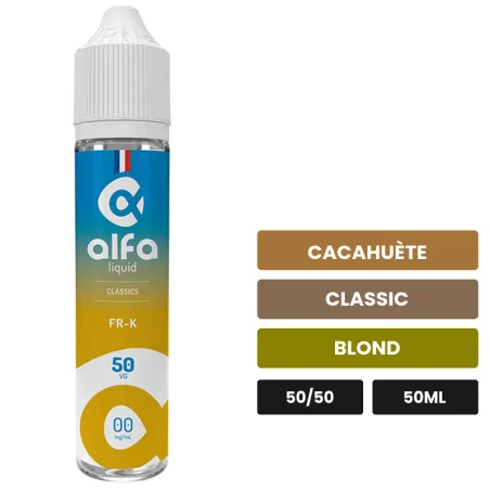 E-liquide Fr-k d'Alfaliquid, 50 ml, saveurs cacahuète, classic et blond.