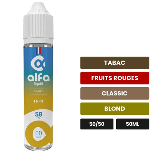E-liquide Fr-m d'Alfaliquid, 50 ml, saveurs tabac, fruits rouges, classic et 1 autre.