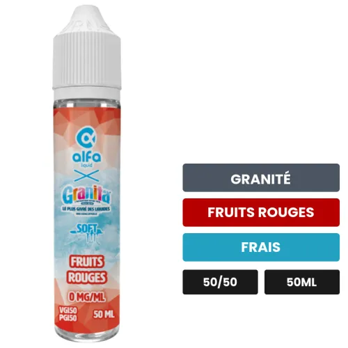 E-liquide Fruits Rouges d'Alfaliquid, 50 ml, saveurs granité, fruits rouges et frais, sans nicotine — prêt à booster de.