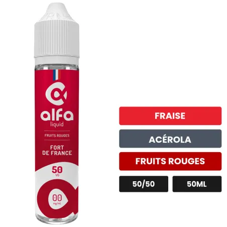 E-liquide Fort de France d'Alfaliquid, 50 ml, saveurs fraise, acérola et fruits rouges.