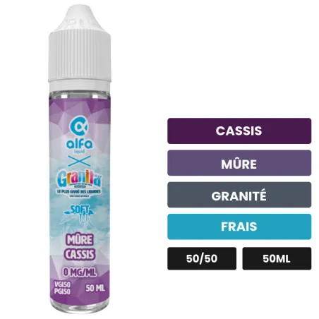 E-liquide Mûre Cassis d'Alfaliquid, 50 ml, saveurs cassis, mûre, granité et 1 autre, sans nicotine — prêt à booster de.