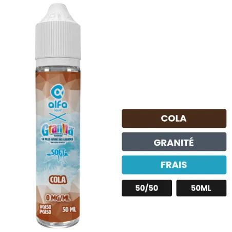 E-liquide Cola d'Alfaliquid, 50 ml, saveurs cola, granité et frais, sans nicotine — prêt à booster de nicotine.