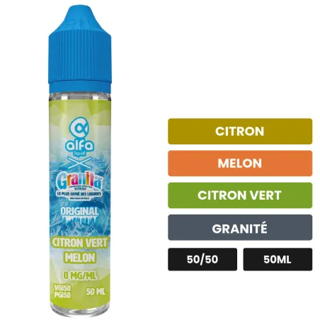 E-liquide Citron Vert Melon d'Alfaliquid, 50 ml, saveurs citron, melon, citron vert et 2 autres, sans nicotine — prêt à.