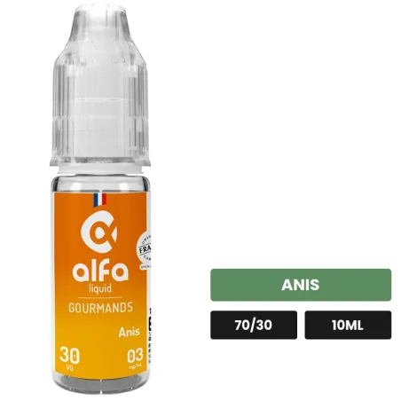 E-liquide Anis d'Alfaliquid, 10 ml, saveur anis, 3 mg de nicotine.