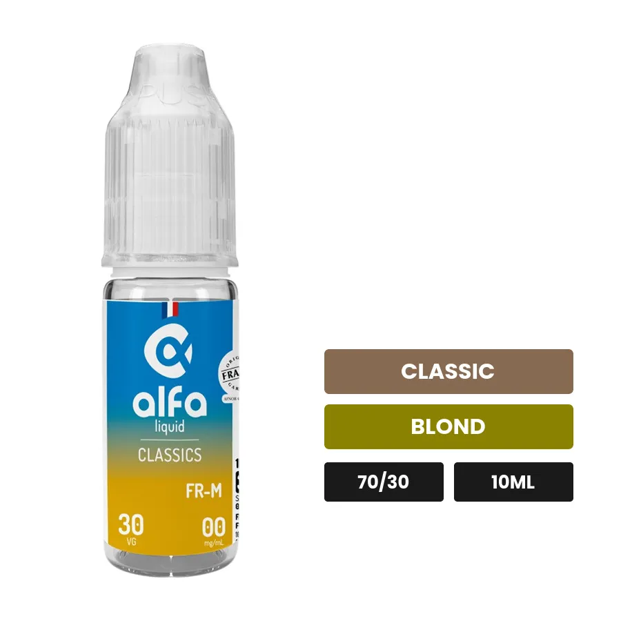 E-liquide Fr-m d'Alfaliquid, 10 ml, saveurs classic et blond.