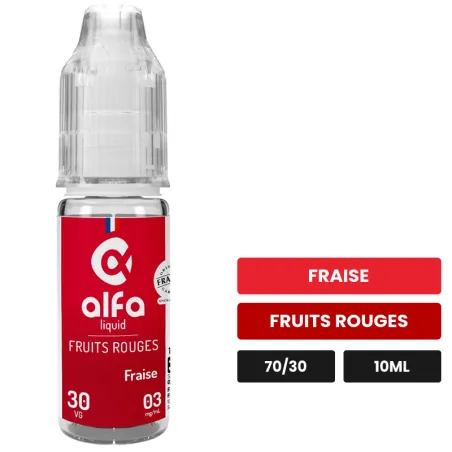 E-liquide Fraise d'Alfaliquid, 10 ml, saveurs fraise et fruits rouges.