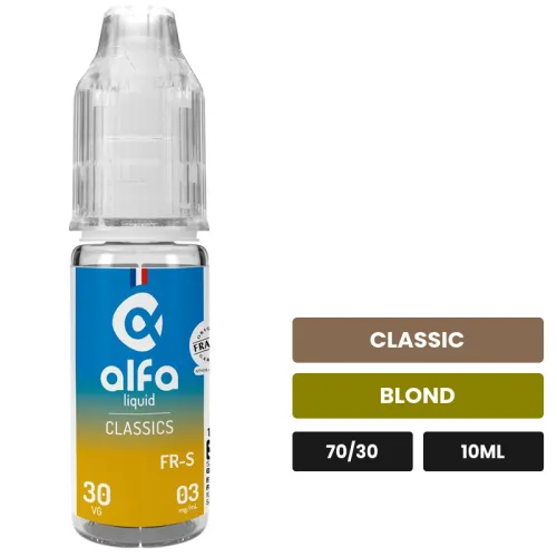 E-liquide Fr-s d'Alfaliquid, 10 ml, saveurs classic et blond.