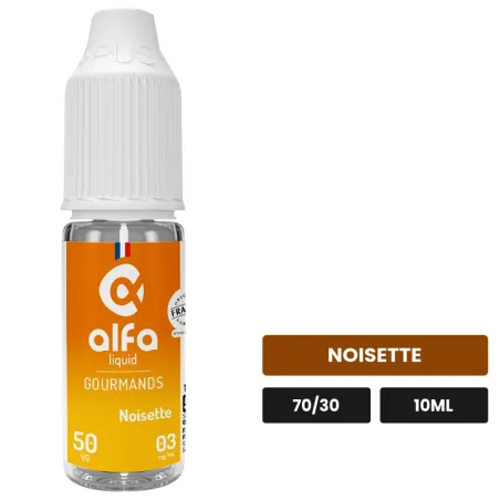 E-liquide Noisette d'Alfaliquid, 10 ml, saveur noisette.