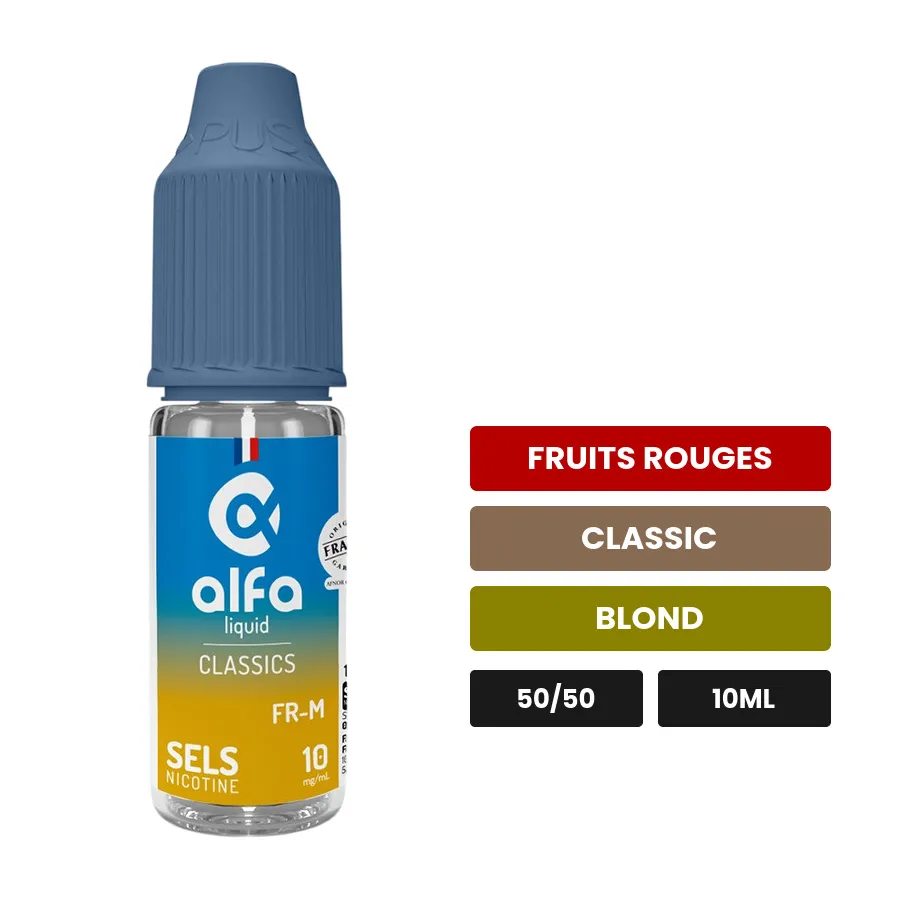 E-liquide Fr-m d'Alfaliquid, 10 ml, saveurs fruits rouges, classic et blond.