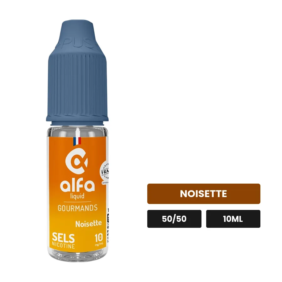 E-liquide Noisette d'Alfaliquid, 10 ml, saveur noisette.