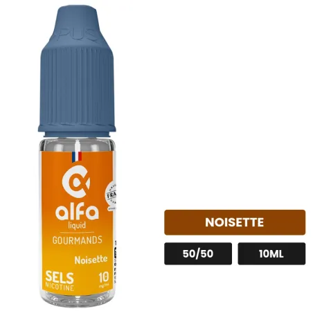E-liquide Noisette d'Alfaliquid, 10 ml, saveur noisette.