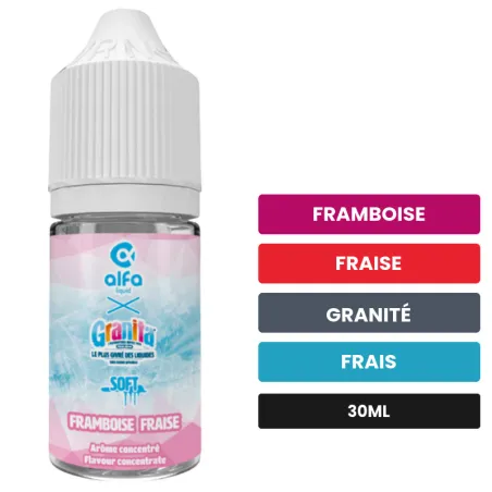 Arome concentre Framboise Fraise d'Alfaliquid, 30 ml, saveurs framboise, fraise, granité et 1 autre.