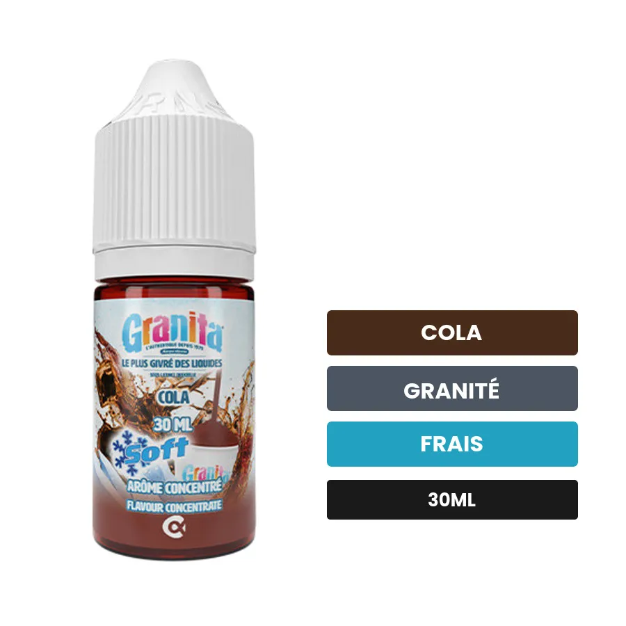 Arome concentre Cola d'Alfaliquid, 30 ml, saveurs cola, granité et frais.