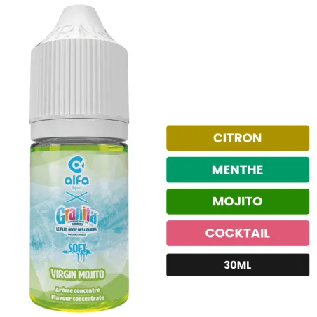 Arome concentre Virgin Mojito d'Alfaliquid, 30 ml, saveurs citron, menthe, mojito et 3 autres.