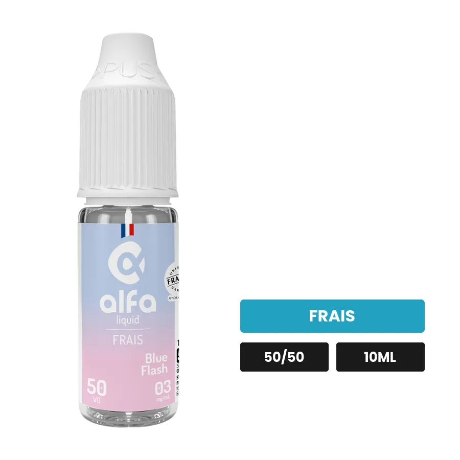 E-liquide Blue Flash d'Alfaliquid, 10 ml, saveur frais.