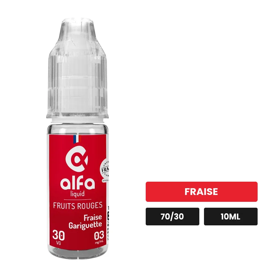 E-liquide Fraise Gariguette d'Alfaliquid, 10 ml, saveur fraise.