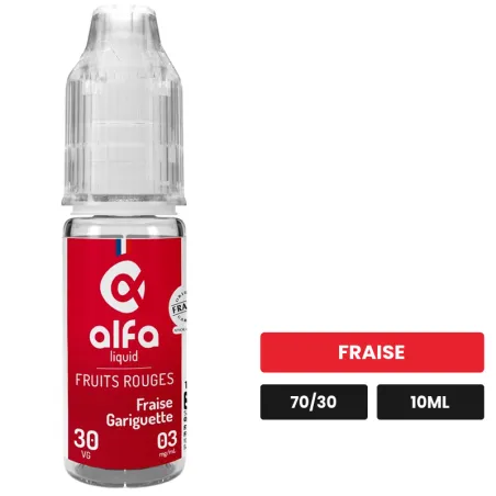E-liquide Fraise Gariguette d'Alfaliquid, 10 ml, saveur fraise.