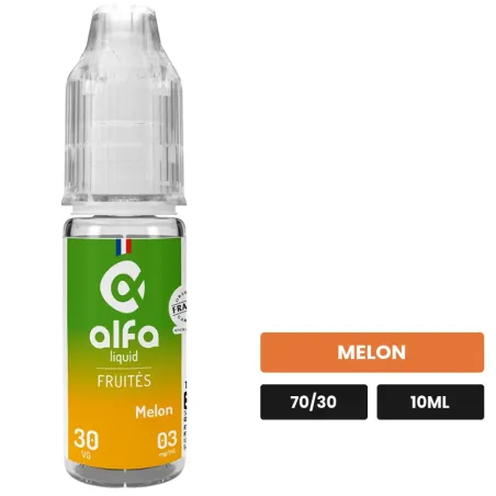 E-liquide Melon Cantaloup d'Alfaliquid, 10 ml, saveur melon.