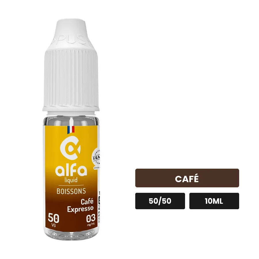 E-liquide Café Expresso 50/50 d'Alfaliquid, 10 ml, saveur café.