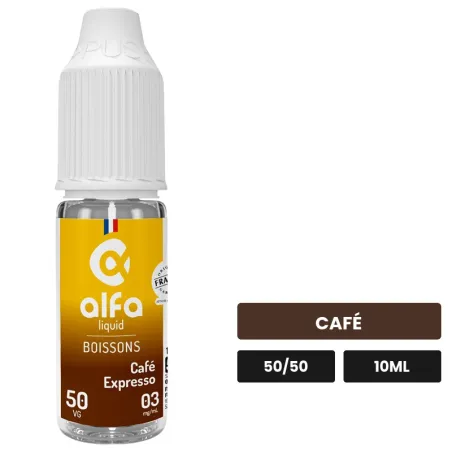 E-liquide Café Expresso 50/50 d'Alfaliquid, 10 ml, saveur café.