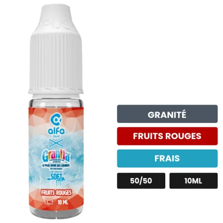 E-liquide Fruits Rouges d'Alfaliquid, 10 ml, saveurs granité, fruits rouges et frais.