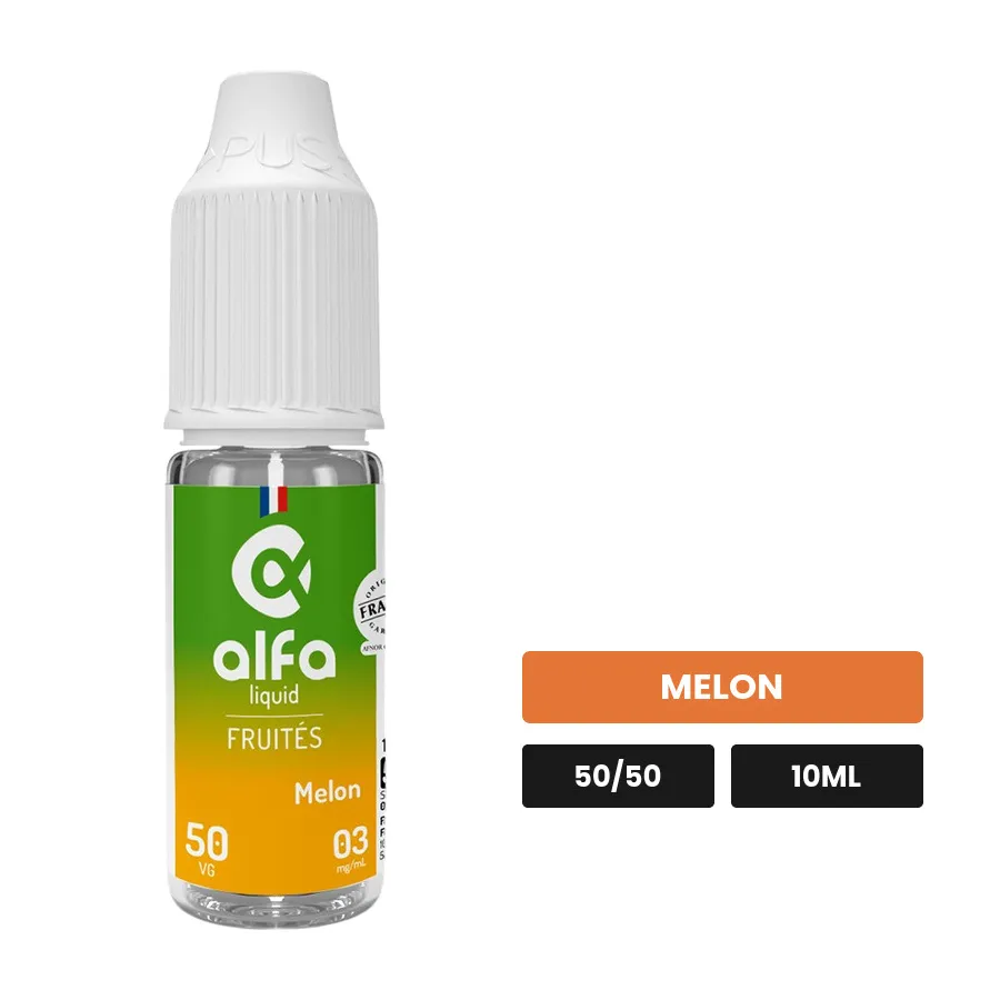 E-liquide Melon Cantaloup 50/50 d'Alfaliquid, 10 ml, saveur melon.