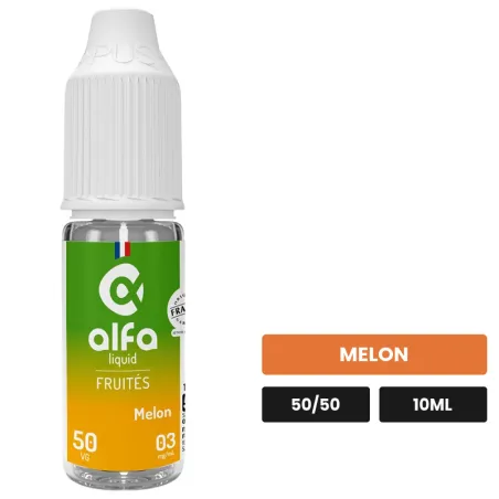 E-liquide Melon Cantaloup 50/50 d'Alfaliquid, 10 ml, saveur melon.